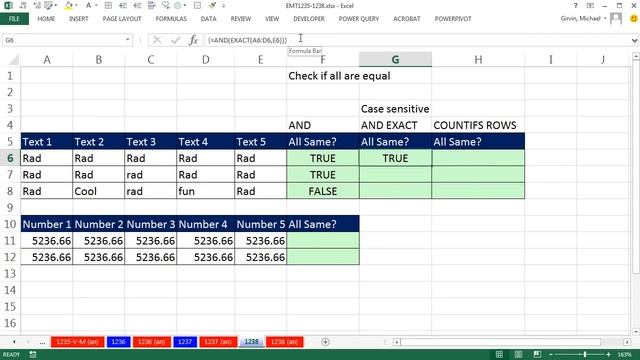 Excel Magic Trick 1238: Are All Cells Equal? Is The Content In Each Cell The Same? 4 Examples смотреть онлайн