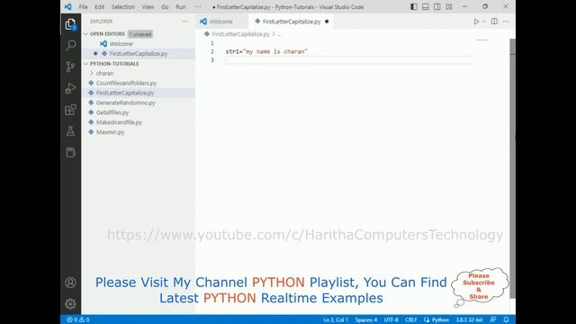 Python PY Tutorial Capitalize the First Letter of Every Word 2 Ways смотреть онлайн