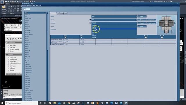 ADVANCE STEEL: "Add a Bolt size to type " смотреть онлайн