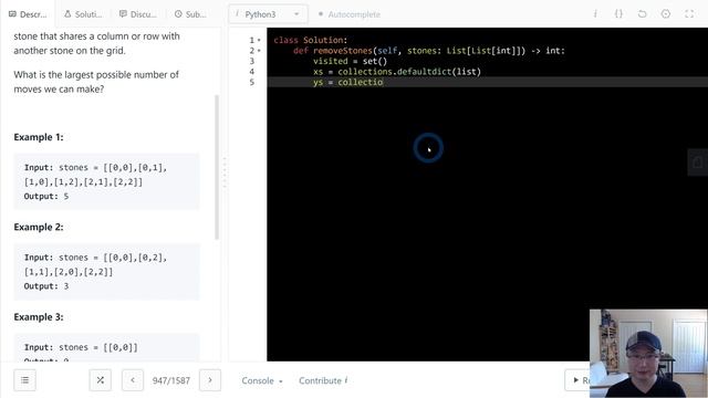 947. Most Stones Removed with Same Row or Column | English | Medium смотреть онлайн