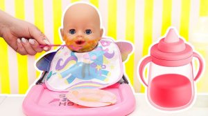 Готовим обед для куклы Беби Бон! Каша для малышки Эмили | Игры в дочки матери для девочек