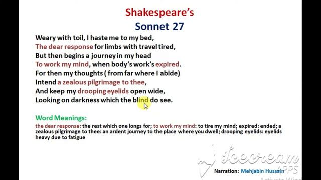 Shakespeare's Sonnet 27 Explanation in English смотреть онлайн