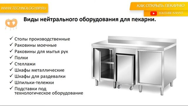 Как открыть пекарню. Оборудование пекарни: Какое нейтральное оборудование необходимо для пекарни. смотреть онлайн