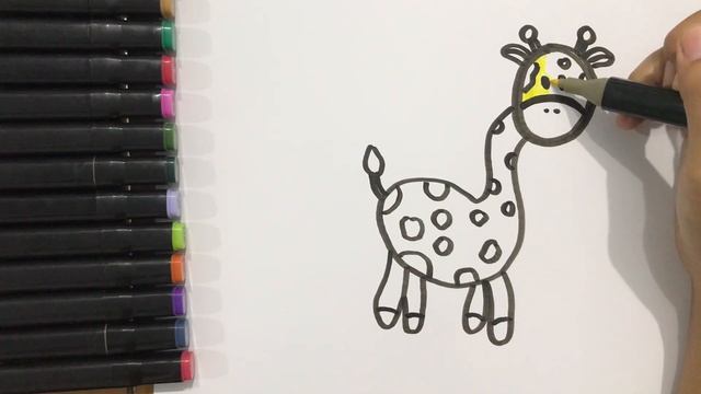 Drawing and Coloring Giraffe STEP BY STEP | Tutorial drawing easy for kids смотреть онлайн