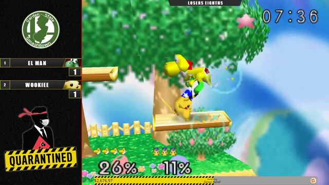 Quarantined Rapport Top 8 - eL maN (Yoshi) Vs. Wookiee (Pikachu) Super Smash Bros - SSB64 смотреть онлайн