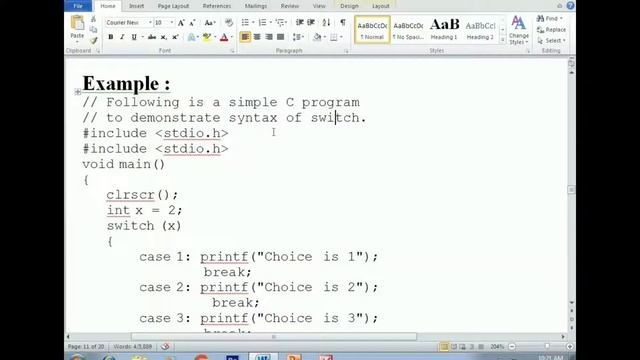 Concept of switch statement in 'C' Programming. смотреть онлайн