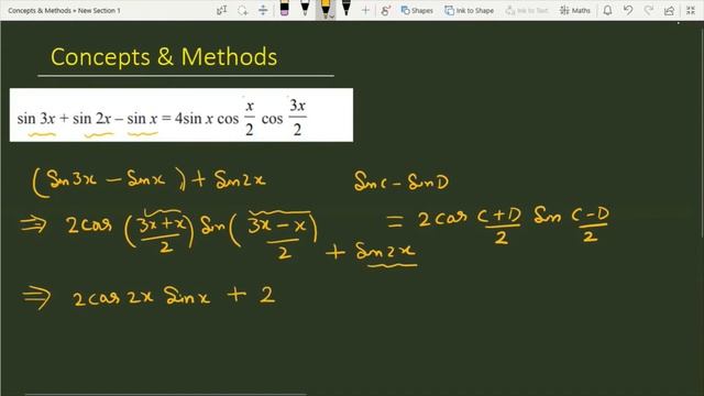 'sin3x+sin2x-sinx=4sinxcos(x/2)cos(3x/2)'||#NCERT#trigonometry смотреть онлайн