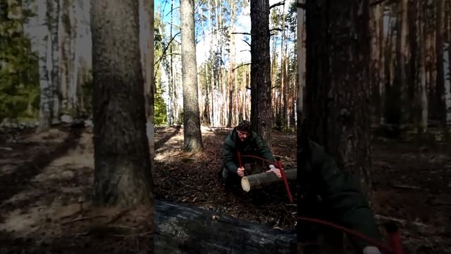 Походная лучковая пила, пробный рез смотреть онлайн