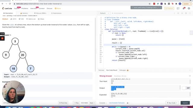 Binary Tree Reverse Level Order Traversal Breadth First Search BFS Leetcode Solution смотреть онлайн