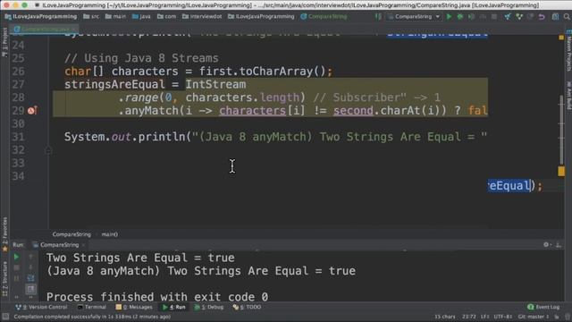 How to compare two Strings in java without using built in functions ? | InterviewDOT смотреть онлайн