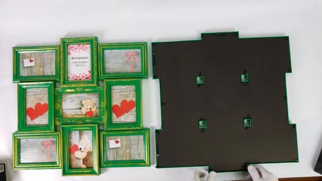 Фоторамка коллаж мультирамка "Platinum", цвет: зелёный, серебристый, золотистый, на 9 фото, 10*15 с смотреть онлайн