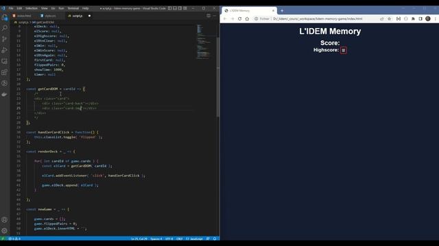 L'IDEM Memory : Jeu de Memory en HTML, CSS, et Javascript. смотреть онлайн