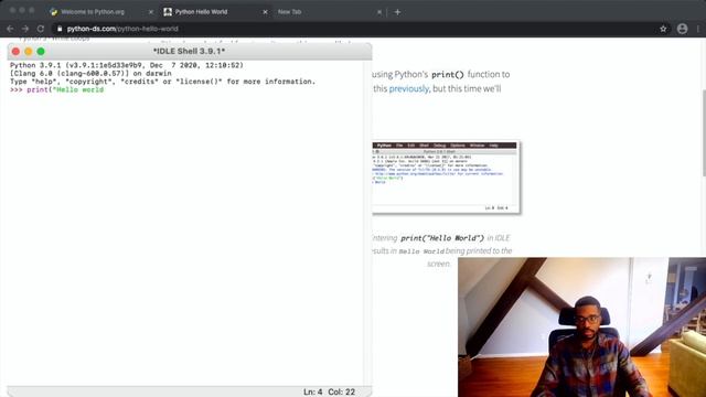 Web Developer codes hello world in Python смотреть онлайн