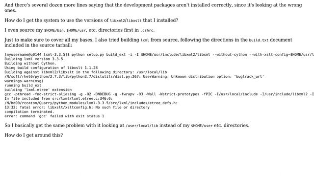 Unix & Linux: Trouble installing lxml with custom install location for libxml2/libxslt смотреть онлайн