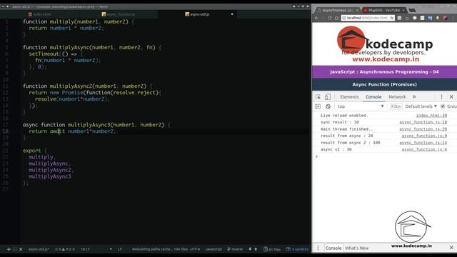 JavaScript : Asynchronous Programming : 07 ( Async Functions : async-await ) смотреть онлайн