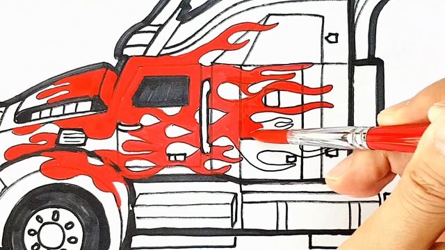 How to Draw and Color Transformers Optimus Prime Trailer Truck | Kids Learn Colors смотреть онлайн