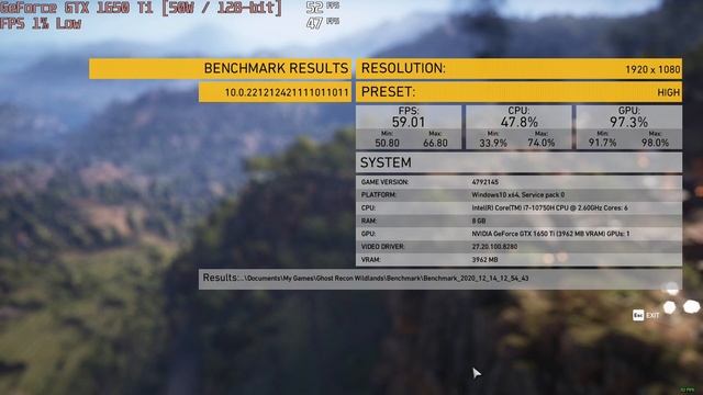 ? NVIDIA GeForce GTX 1650 Ti [Laptop, 50W] - TC: Ghost Recon Wildlands gameplay benchmarks (1080p) смотреть онлайн