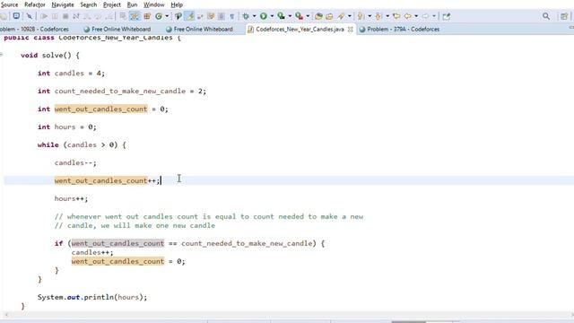 Codeforces - New Year Candles - How To Keep Room Lighted For Maximum Hours - Java Solution Discusse смотреть онлайн
