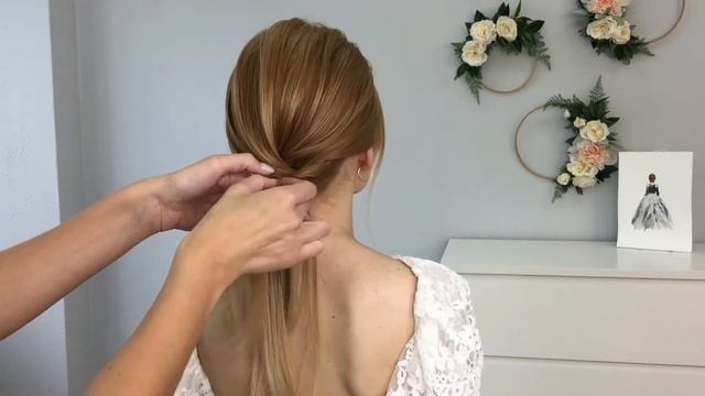 Низкий пучок из прямых волос. Причёска с чёлкой. Low hairbun смотреть онлайн