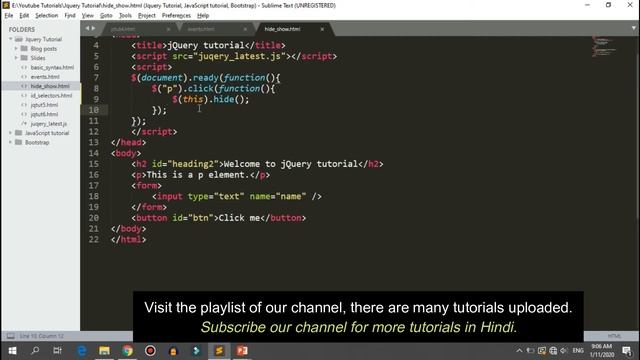 jQuery tutorial for beginners in Hindi | Hide and Show effect (Part-08) | CSEtutorials смотреть онлайн