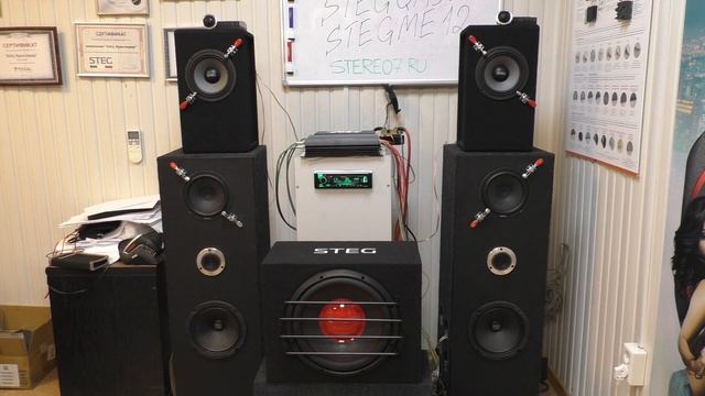 Сабвуфер STEG me12; усилитель STEG QM500.1 тест,отзывы,много музыки. смотреть онлайн