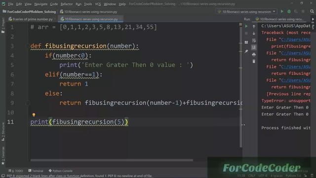 Fibonacci Series Using Recursion In Hindi| Problem Solving With Python #9 смотреть онлайн