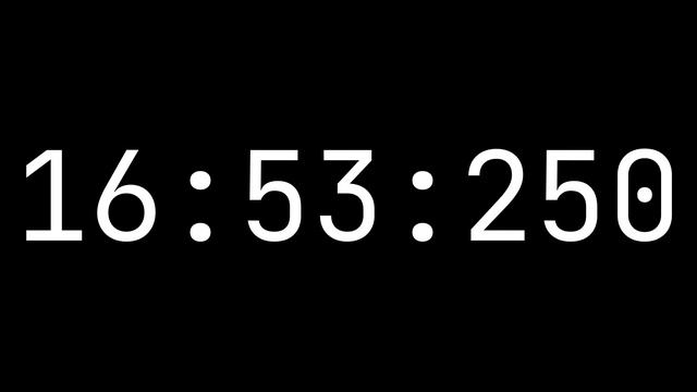 Countdown Timer 34 Minutes, 19 Seconds [34:19:000] - White On Black With Milliseconds