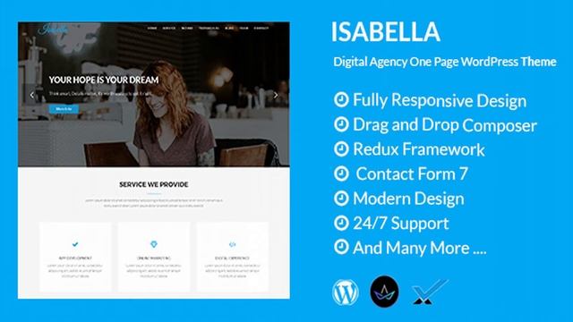Isabella - Digital Agency One Page WordPress Theme | Themeforest Website Templates and Themes смотреть онлайн