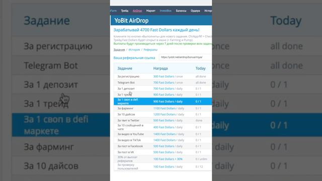Airdrop от YoBit. возможность получить 4700 FUSD за день. You can earn 4700 FUSD В ДЕНЬ crypto/defi смотреть онлайн