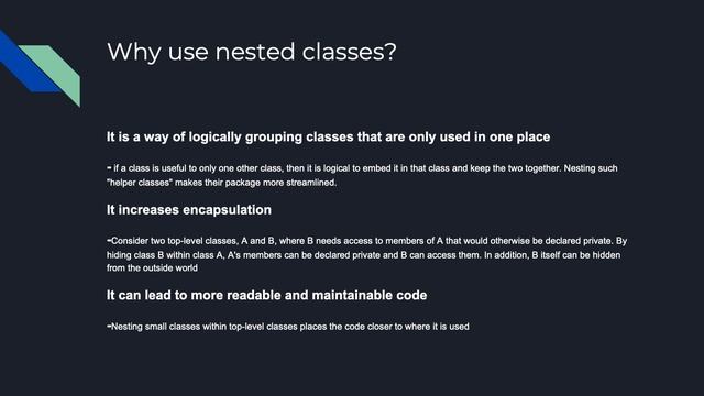What are nested classes why we use nested classes смотреть онлайн