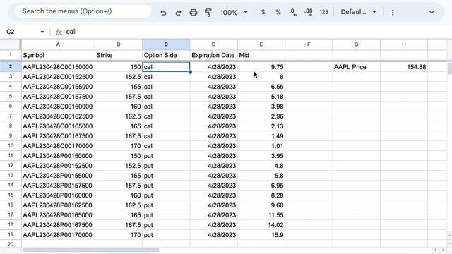 How To View and Filter An Options Chain In Google Sheets смотреть онлайн