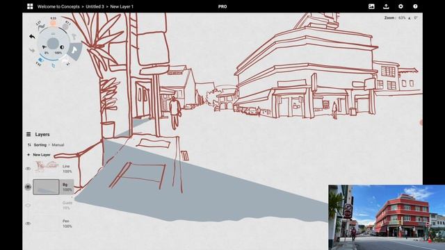 Street scene drawing tutorial with Concepts app смотреть онлайн