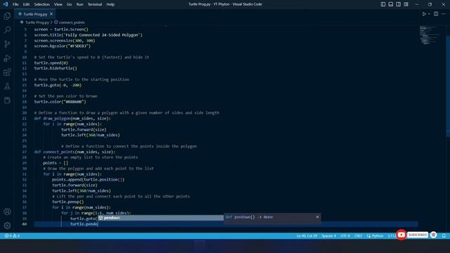 How to Draw a Fully Connected 24-Sided Polygon in Python using Turtle смотреть онлайн