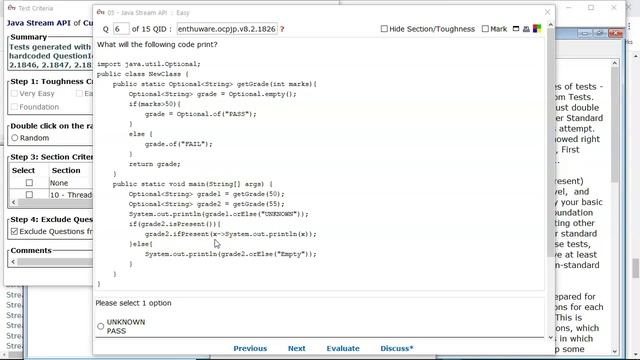 Calling methods on the immutable Optional class. (enthuware.ocpjp.v8.2.1826) смотреть онлайн