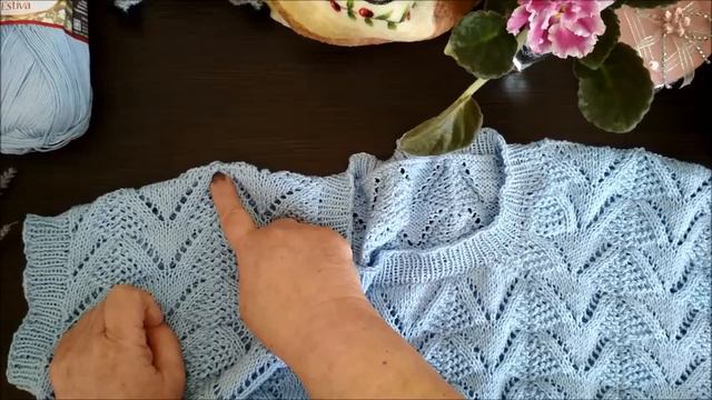 МК ажурная летняя кофточка спицами/ч,2 готовая работа смотреть онлайн
