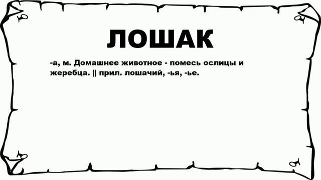ЛОШАК - что это такое? значение и описание смотреть онлайн