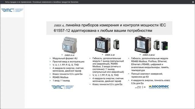 Вебинар Хиты продаж и места их применения Основные изменения в линейках продуктов Socomec смотреть онлайн