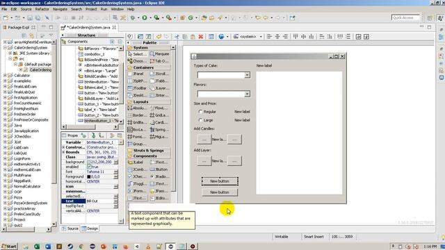 Java Swing: How to make Cake Ordering System in Eclipse Part 1 - Design смотреть онлайн