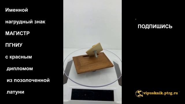 №1855 Именной нагрудный знак МАГИСТР ПГНИУ с красным дипломом из позолоченной латуни смотреть онлайн