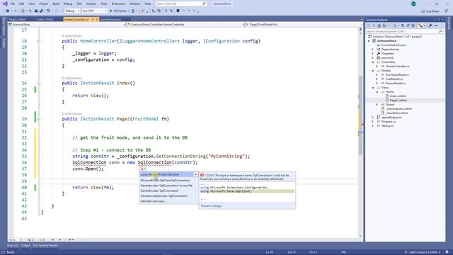 Visual Studio 2019 - C# MVC Core 3 - Part 08 - Connect to MS SQL Database смотреть онлайн
