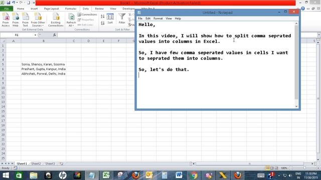 Split comma separated values into columns in Excel смотреть онлайн