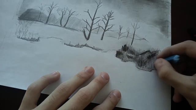 рисуем черно-белый пейзаж смотреть онлайн