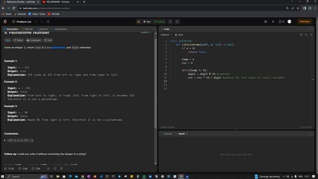 Palindrome Number in python смотреть онлайн