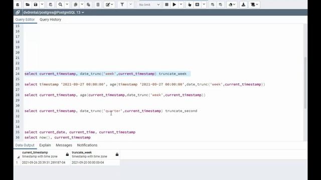 How to use the PostgreSQL Date Function: Date_Trunc. смотреть онлайн
