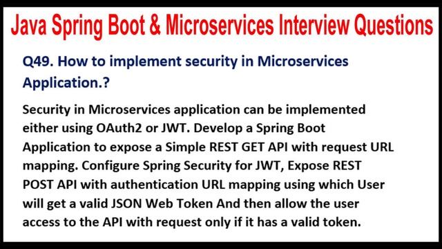 Java Spring Boot & Microservices | Q49 How to implement security in Microservices Application.? смотреть онлайн