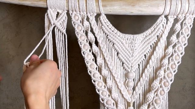 DIY Macrame Wall Hanging Tutorial/DIY Large Macrame Wall Hanging/Wall Hanging With Beabs/编織教學/2022