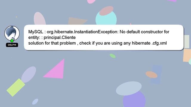 MySQL : org.hibernate.InstantiationException: No default constructor for entity: : principal.Client смотреть онлайн
