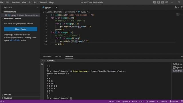 part - 6 || 100 pattern program practice in python || 7 lakh package after completing this pattern смотреть онлайн