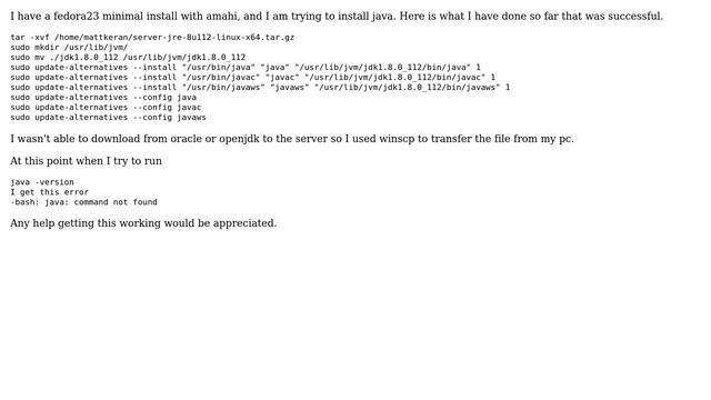 What am i missing to run java on a fedora23 server смотреть онлайн
