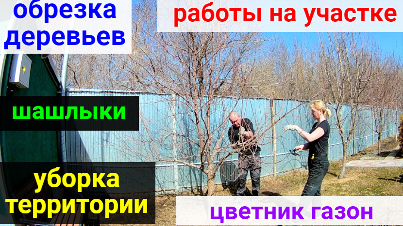 Весенние работы на участке! Обрезка деревьев, цветник, газон, уборка территории, жарим шашлыки!!! смотреть онлайн